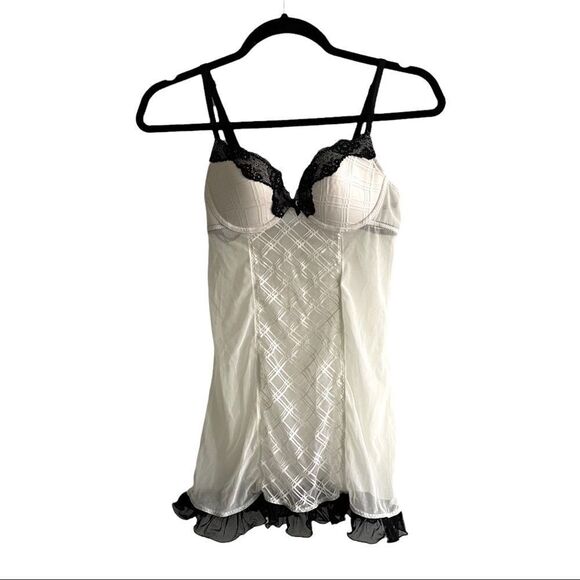 Jacob LINGERIE  Ivory Black Lace Chemise 
Padded Cups M - Picture 1 of 8